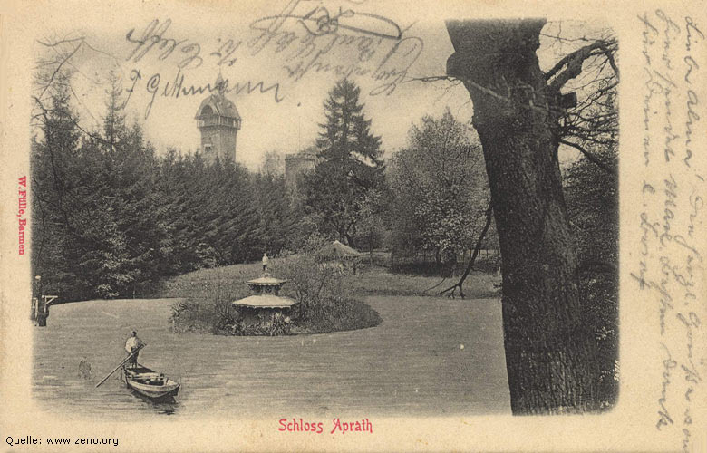 Der Weier von Schloss Aprath auf einer Postkarte von 1903