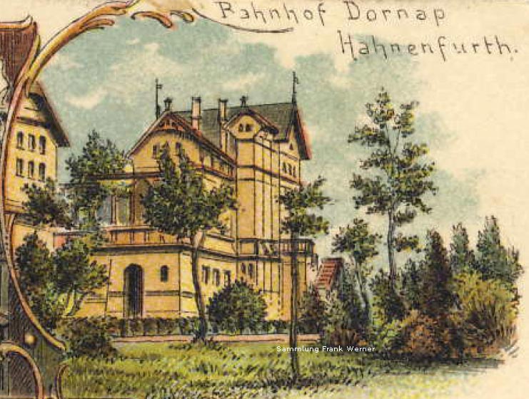 Der Bahnhof Dornap-Hahnenfurth auf einer Postkarte von 1899 - Ausschnitt (Sammlung Frank Werner)