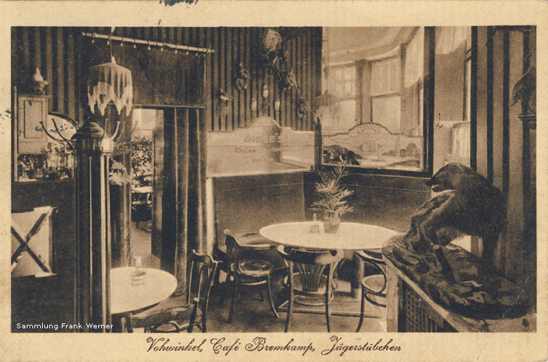 Jägerstübchen im Café Bremkamp in Vohwinkel 1919 (Sammlung Frank Werner)