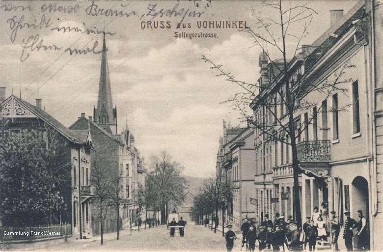 Die Solinger Straße in Vohwinkel auf einer Postkarte von 1914 (Sammlung Frank Werner)