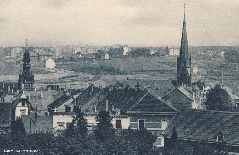 Vohwinkel mit Blick Richtung Neubaugebiet Tesche auf einer Postkarte von 1912 - Ausschnitt (Sammlung Frank Werner)