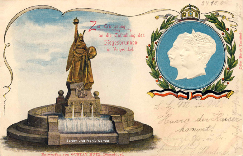 Der Siegesbrunnen in Vohwinkel auf einer Postkarte von 1900 (Sammlung Frank Werner)
