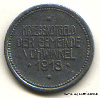 10 Pfennig Kriegsnotmünze der Gemeinde Vohwinkel von 1918 (Sammlung Hans-Jürgen Momberger)