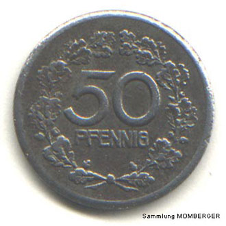 50 Pfennig Kriegsnotmünze der Gemeinde Vohwinkel von 1918 (Sammlung Hans-Jürgen Momberger)