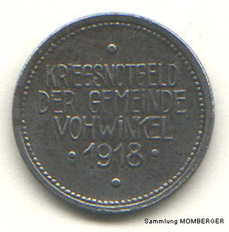 50 Pfennig Kriegsnotmünze der Gemeinde Vohwinkel von 1918 (Sammlung Hans-Jürgen Momberger)