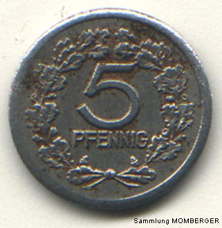 5 Pfennig Kriegsnotmünze der Gemeinde Vohwinkel von 1918 (Sammlung Hans-Jürgen Momberger)