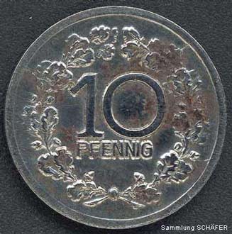 10 Pfennig Kriegsnotmünze der Gemeinde Vohwinkel von 1918 (Sammlung Andreas Schäfer)