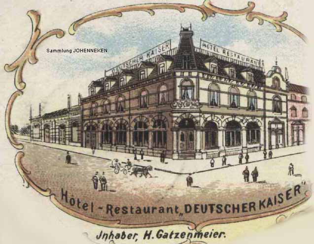 Das Hotel Restaurant Deutscher Kaiser auf einer Postkarte von 1896 (Ausschnitt) (Sammlung Udo Johenneken)