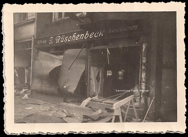 Geschäft Rüschenbeck nach Bombenangriff in Wuppertal-Vohwinkel im Januar 1945 (Sammlung Frank Werner)